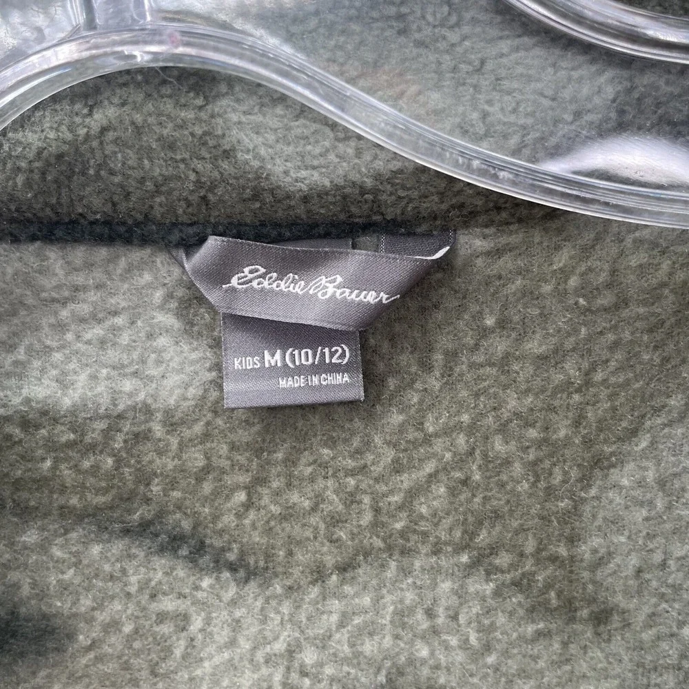 Eddue Bauer Sweater Kids Med 10-12 Camo Zip Fleece Gorpcore Academia Outdoor 90s